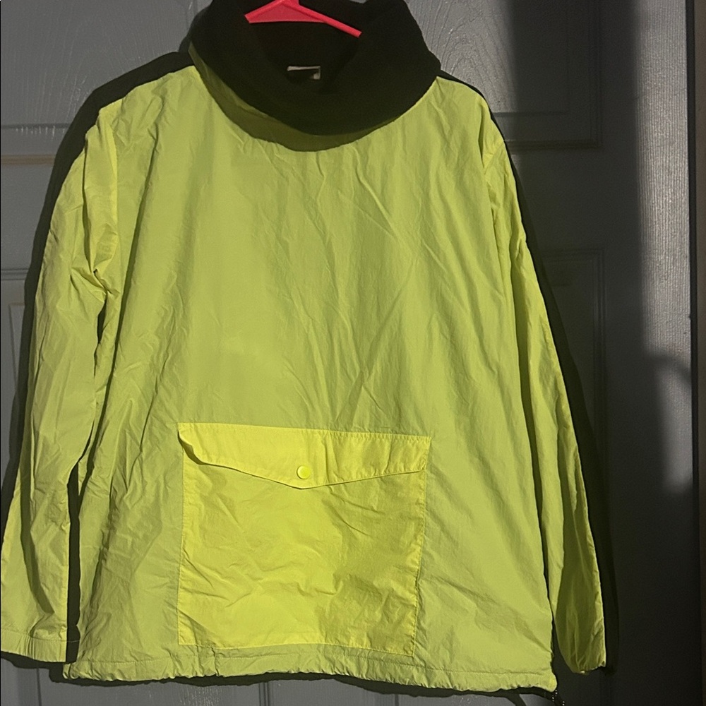 PINK Victoria's Secret Neon Yellow Windbreaker with Black Collar